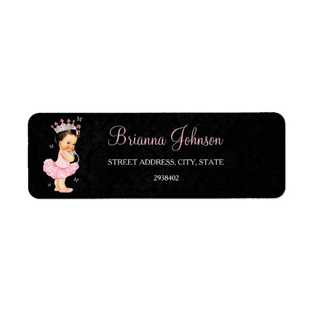 Etiqueta de Endereço do Chá de fraldas da Princesa (Frente)