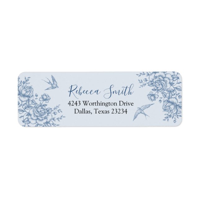 Etiqueta de Endereço do Chá de fraldas Dusty Blue  (Frente)