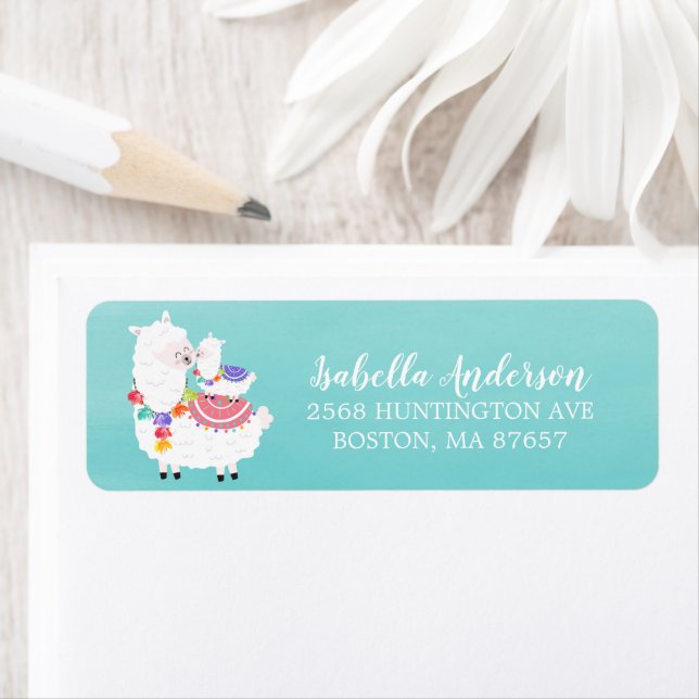 Etiqueta de Endereço do Chá de fraldas Llama Mama (Insitu)