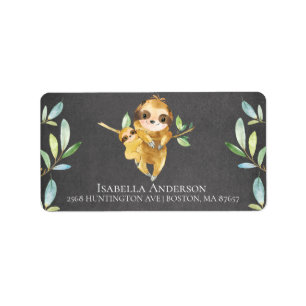 Etiqueta de Endereço do Chá Sloth Baby Boy