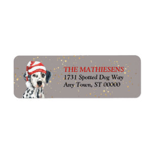 Etiqueta de Endereço do Dalmatian Santa Hat