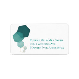 Etiqueta de Endereço do Hexágono Moderno Teal e Do