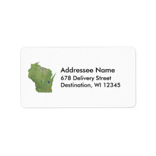 Etiqueta de endereço do mapa de Wisconsin
