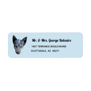 Etiqueta de endereço do remetente azul do cão de