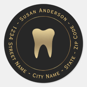 Etiqueta de endereço do remetente dental circular