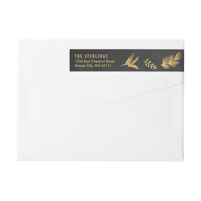 Etiqueta de endereço do remetente Dourado alegre (Verso)