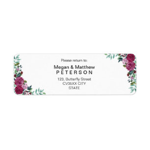 Etiqueta de endereço do remetente elegante floral
