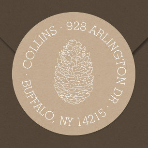 Etiqueta de endereço do remetente redonda rústic