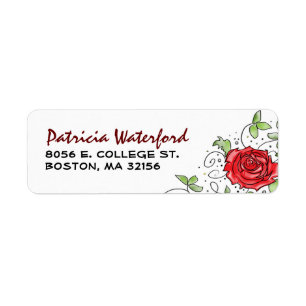 Etiqueta de endereço do remetente - rosa vermelha