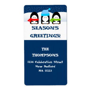 Etiqueta de endereço dos pinguins do inverno