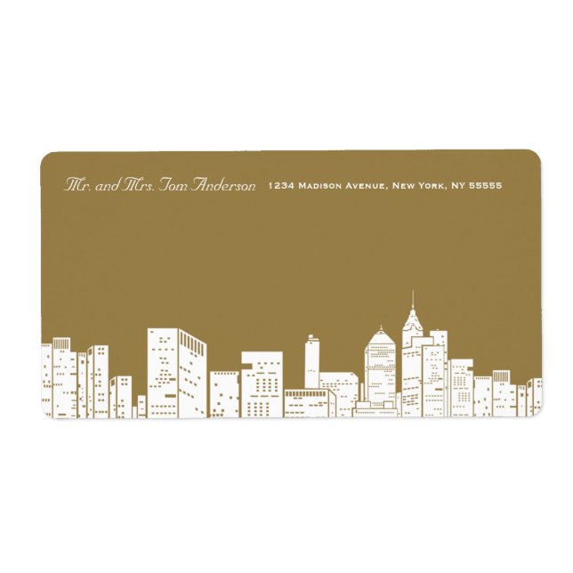 Etiqueta de Endereço Dourado de Winter New York (Frente)