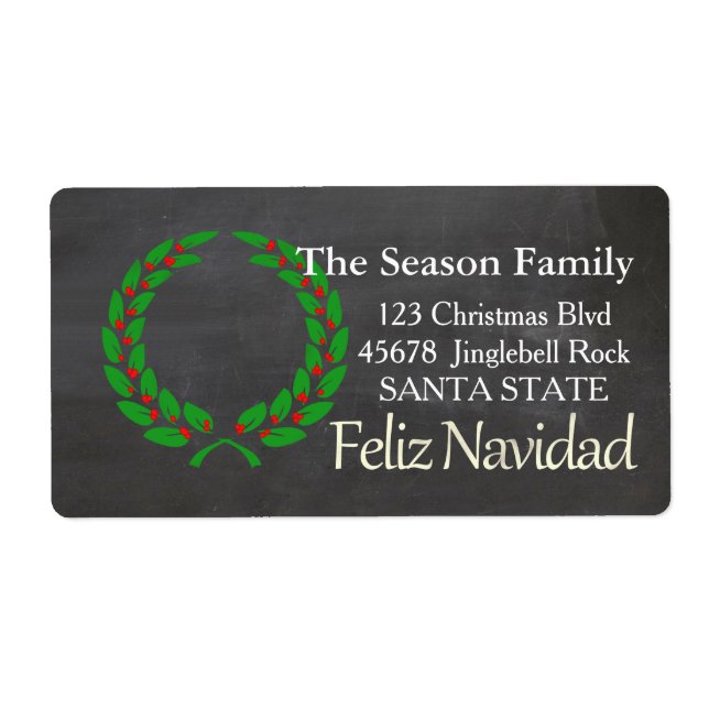 Etiqueta de Endereço Feriado Feliz Navidad (Frente)