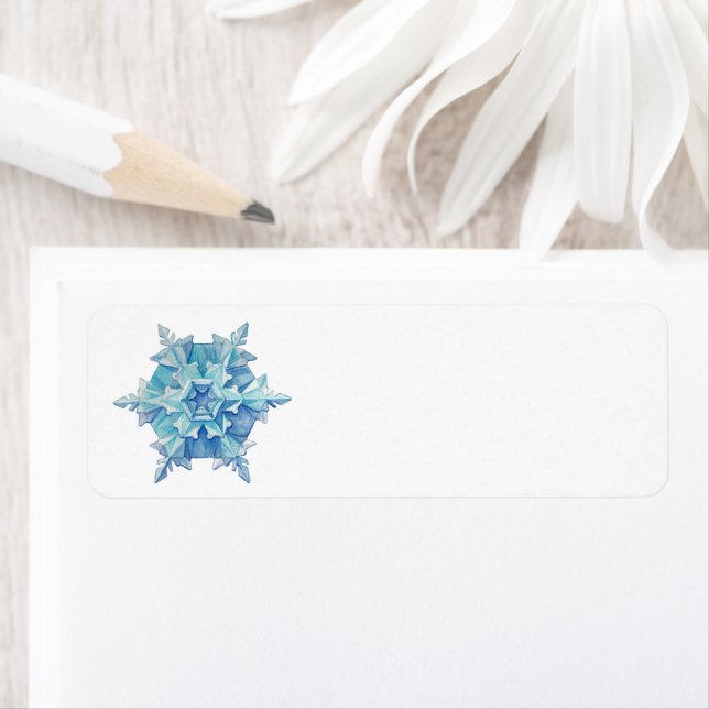 Etiqueta de Endereço Floco de Neve em Aquarela (Insitu)