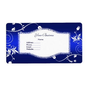Etiqueta de Endereço Floral Azul Branco