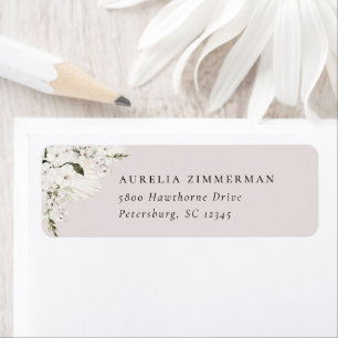 Etiqueta de Endereço Floral Bohemian Branco