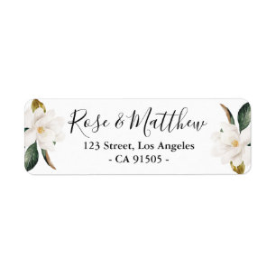 Etiqueta de endereço floral da magnólia