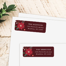 Etiqueta de Endereço Floral de Natal Coroa de Nata