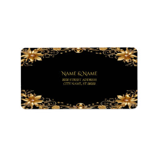 Etiqueta de Endereço Floral do ouro