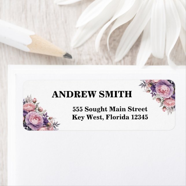 Etiqueta de Endereço Floral Elegante para Uso Pess (Insitu)