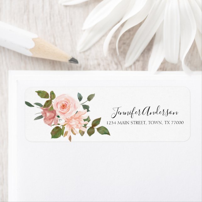 Etiqueta de Endereço Floral Rosa Blush (Insitu)