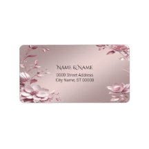 Etiqueta de Endereço Floral Rosa Delicada