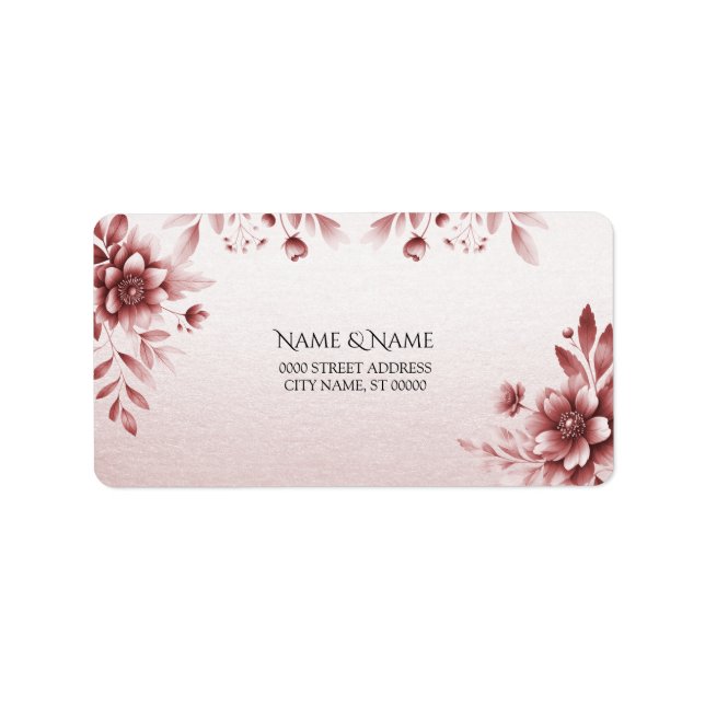 Etiqueta de Endereço Floral Rosa Empoeirada (Frente)