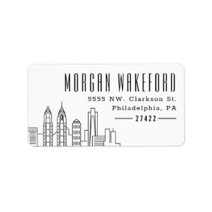 Etiqueta de Endereço Grande do Skyline Estilizado 