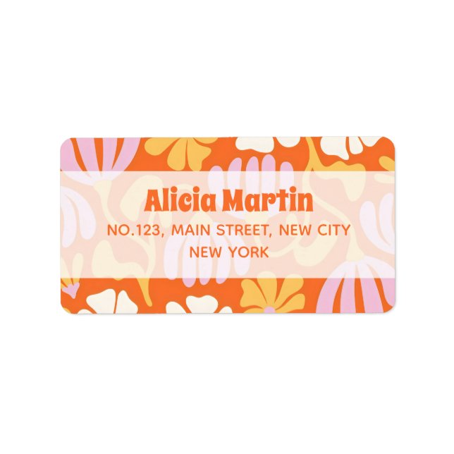 Etiqueta de Endereço Laranja da Flor Hipoteca Vint (Frente)