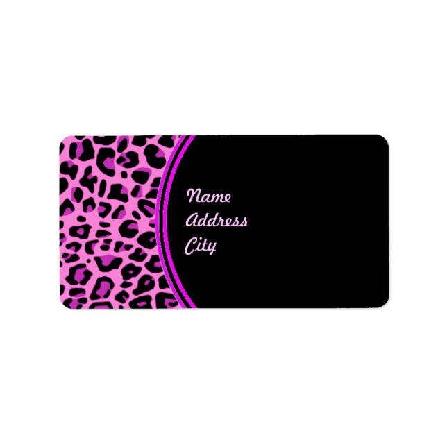 Etiqueta de Endereço Leopardo Rosa (Frente)