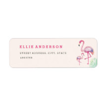 Etiqueta de Endereço para Chá de Bebê Flamingo Ros
