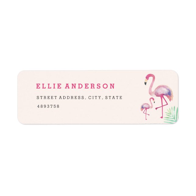 Etiqueta de Endereço para Chá de Bebê Flamingo Ros (Frente)