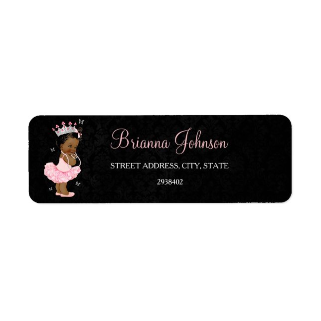 Etiqueta de Endereço para Chá de Bebê Princesa Étn (Frente)