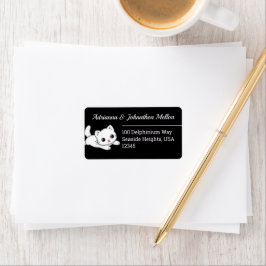 Etiqueta de Endereço Personalizada Gato Preto e Br