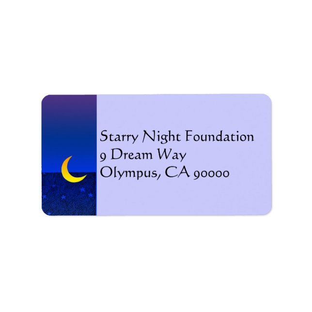 Etiqueta de Endereço Personalizado da Lua e Estrel (Frente)