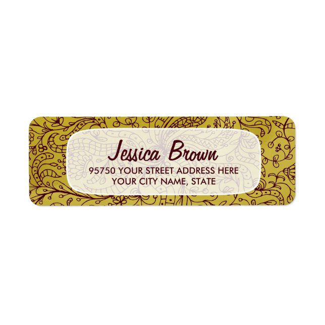 Etiqueta de Endereço Personalizado de Arte Floral  (Frente)