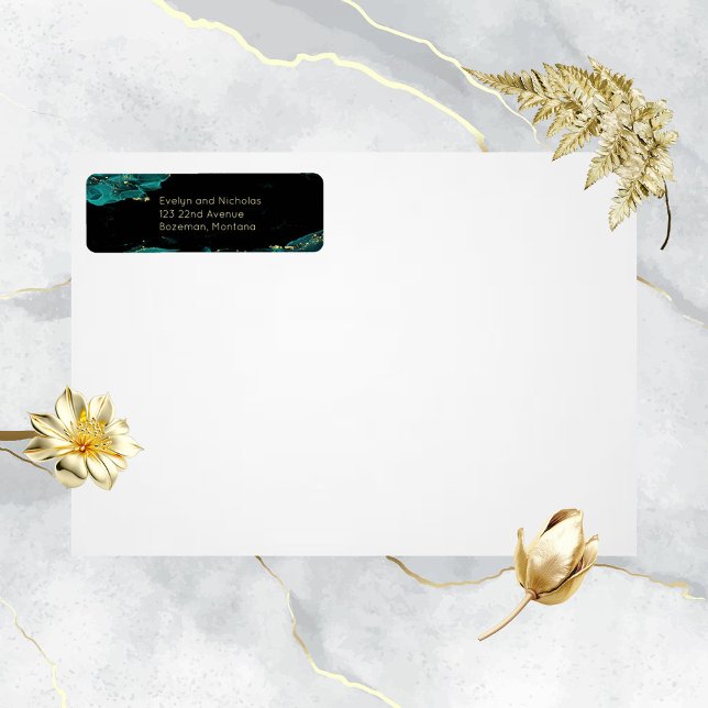 Etiqueta de Endereço Preto e Verde Anastasia com A (Criador carregado)