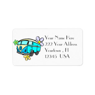 Etiqueta de endereço retro do ônibus da paz