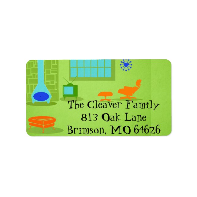 Etiqueta de Endereço Retroativo Moderno do meio sé (Frente)