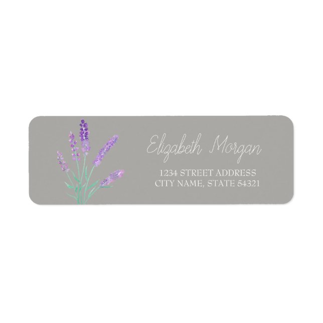 Etiqueta de Endereço Romântica Chic Lavanda (Frente)