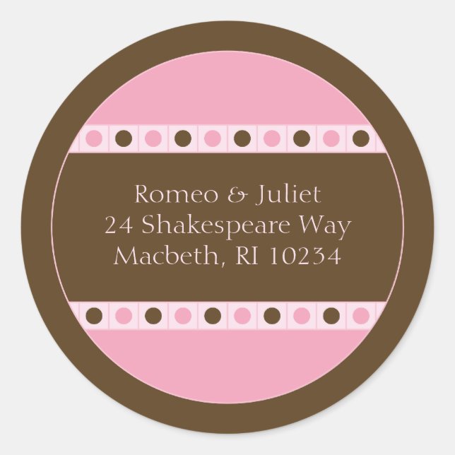 Etiqueta de Endereço - Rosa e Marrom (Frente)
