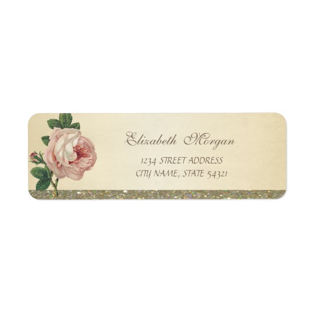Etiqueta de Endereço Rosa, Elegante e Glamurosa (Frente)
