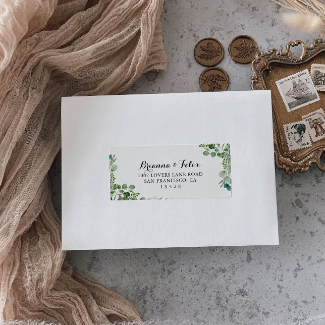 Etiqueta de Endereço RSVP de Casamento Eucalyptus  (Criador carregado)