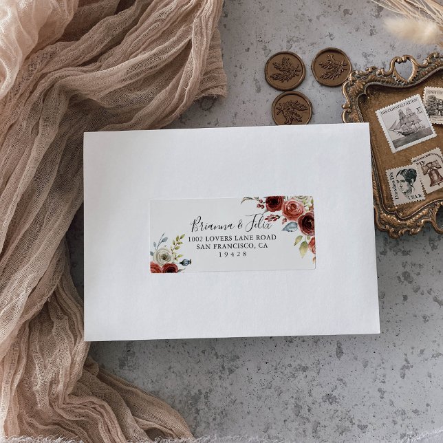 Etiqueta de Endereço RSVP de Casamento Floral do p (Criador carregado)