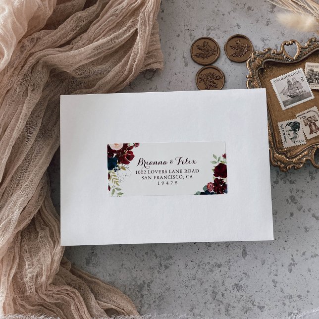 Etiqueta de Endereço RSVP de Casamento Ilustrado d (Criador carregado)