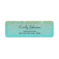 Etiqueta de Endereço Sparkle Azul Teal e Cintilant
