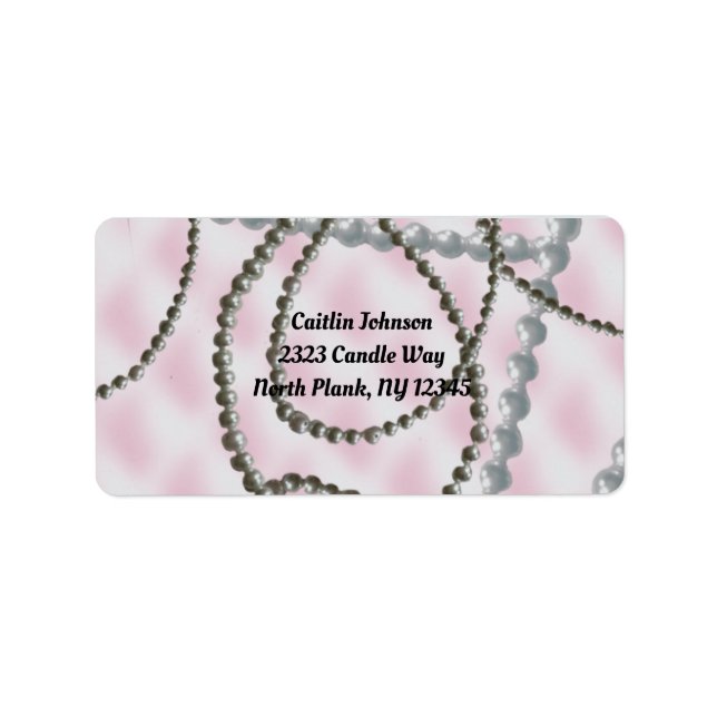 Etiqueta de Endereço Strands of Pearls Pink Blush (Frente)
