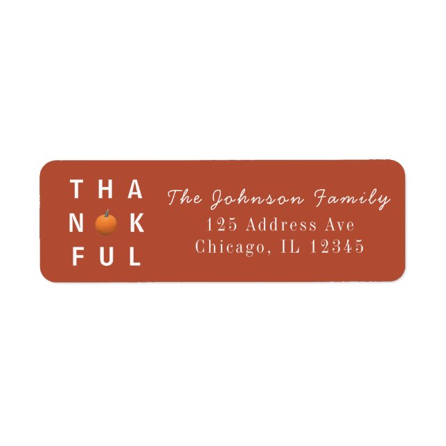 Etiqueta de Endereço Terracotta de Ação de Graças  (Frente)
