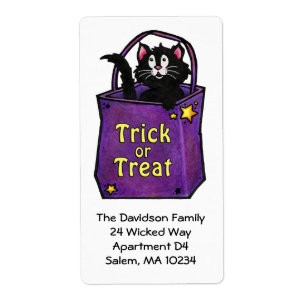 Etiqueta de Endereço "Trick or Tratar" de Gato Pre
