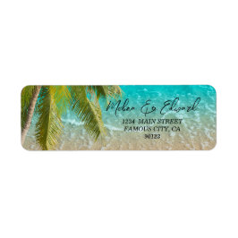Etiqueta de Endereço Tropical de Praia Elegante