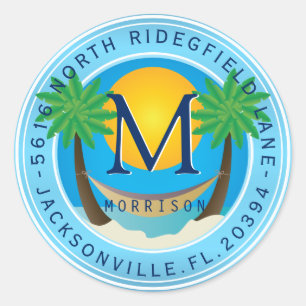 Etiqueta de endereço tropical do monograma